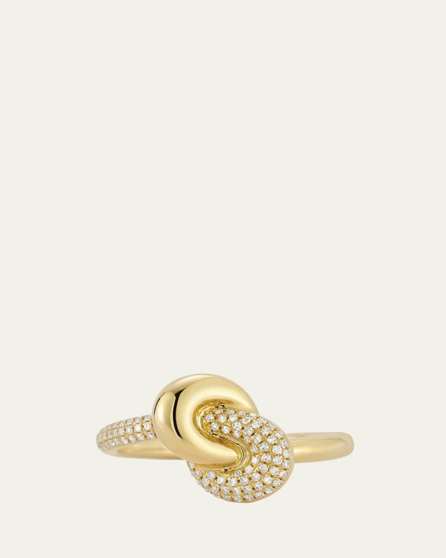 14K Yellow Gold Diamond Jumbo Love Knot Ring